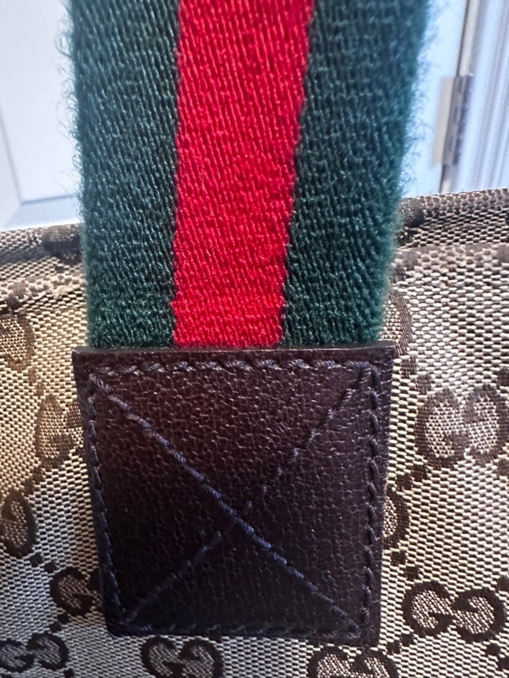 Gucci Brown GG Monogram Canvas Tote with Dark Brown Leather Patch - Picture 9 of 16